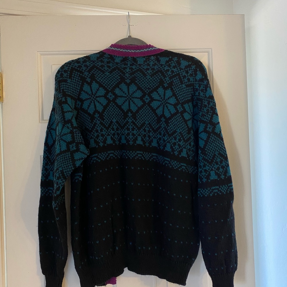 Vintage 100% Wool Acadia National Park Fair Isle Sweater Cardigan Medium Unisex - Picture 2 of 8